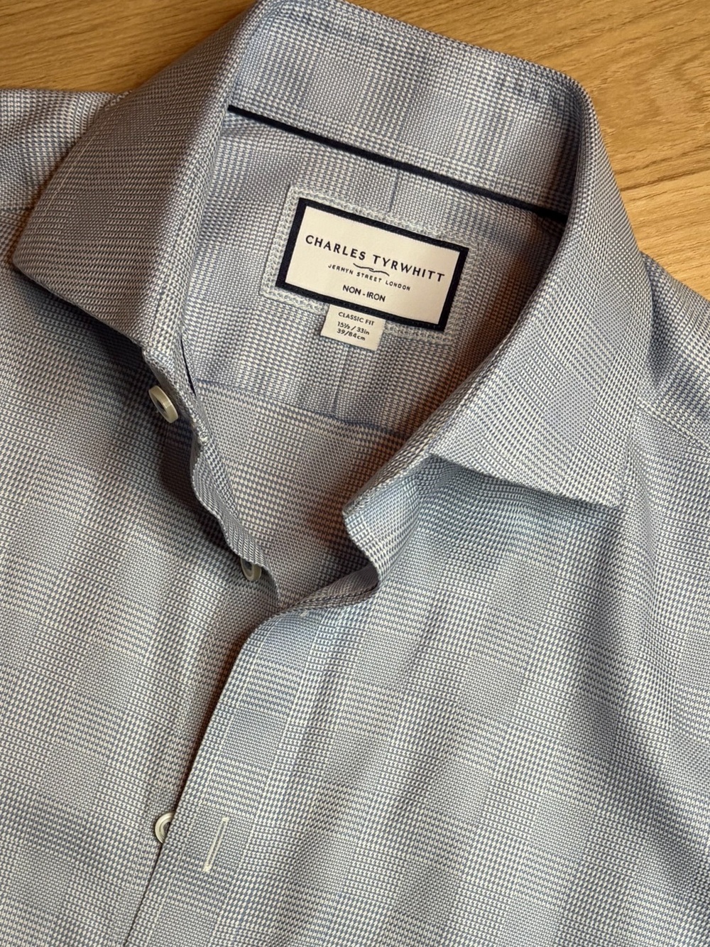 Charles Tyrwhitt Blue Check Classic Fit Dress Shirt Size 15.5